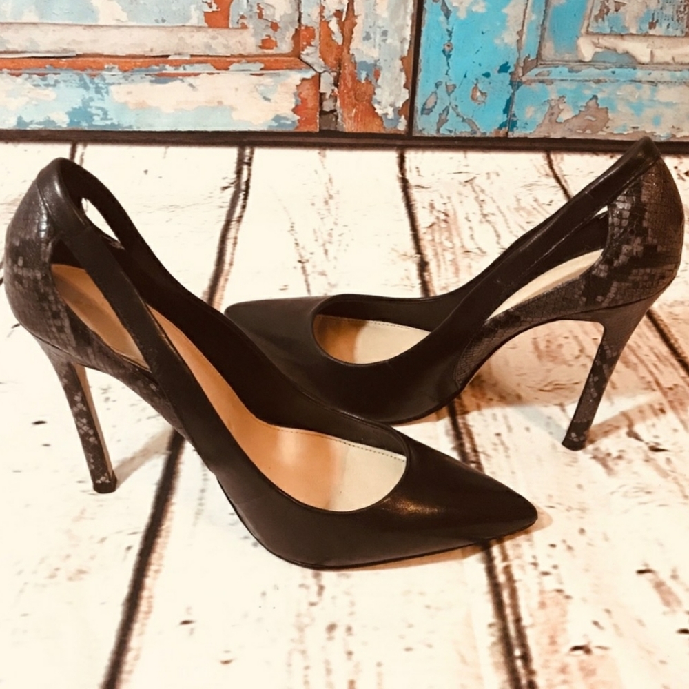 Zara snakeskin printed heel cutout stilettos